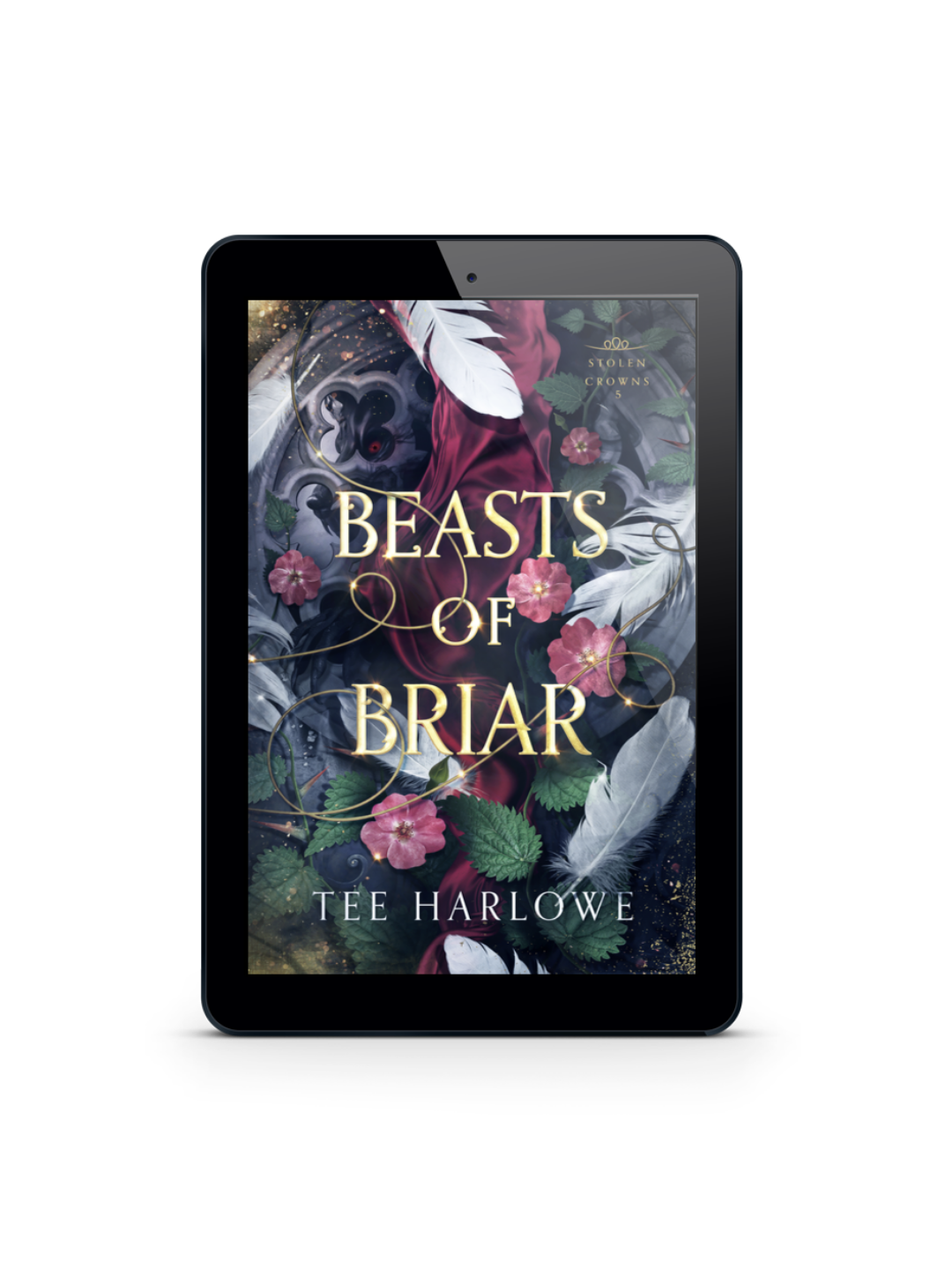 E-reader displaying the cover of 'Beasts of Briar' by Tee Harlowe on a white background