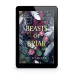 E-reader displaying the cover of 'Beasts of Briar' by Tee Harlowe on a white background