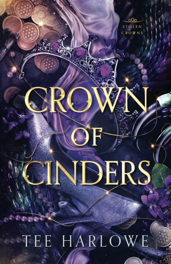 Book cover of 'Crown of Cinders' with a crown and mystical elements.