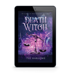 E-reader displaying the cover of 'Death Witch' by Tee Harlowe on a white background