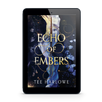 E-reader displaying the cover of 'Echo of Embers' by Tee Harlowe on a white background