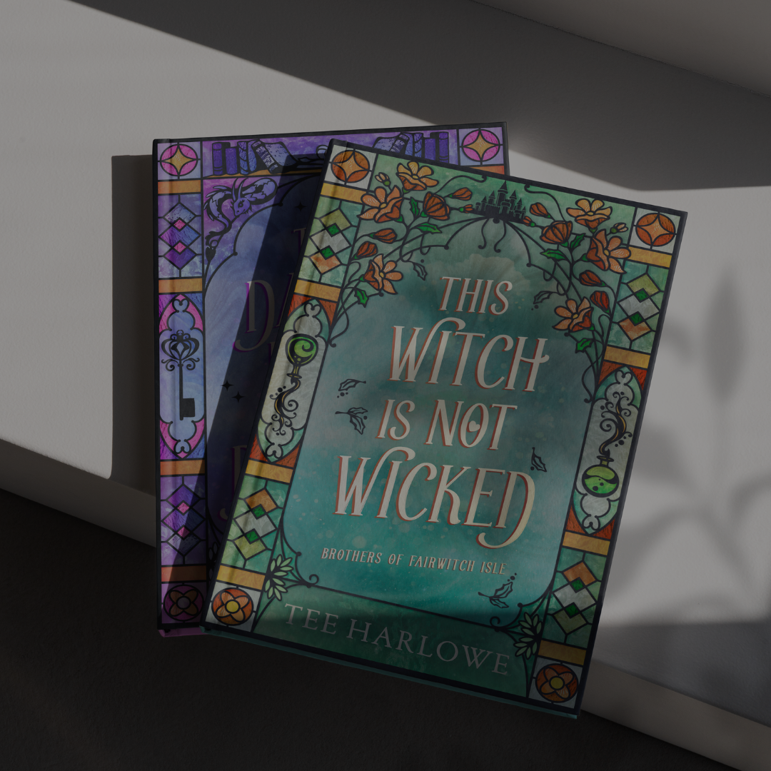 Book titled 'This Witch Is Not Wicked' by Tee Harlowe with decorative cover design.