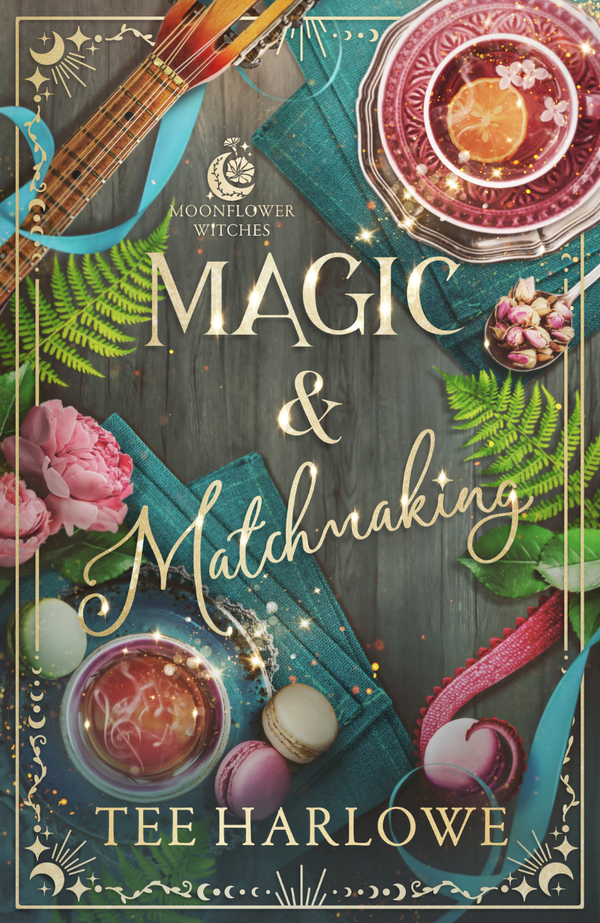 Book cover of 'Magic & Matchmaking' by Tee Harlowe with decorative elements and text.