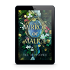 E-reader displaying the book cover of 'Mirror of Malice' by Tee Harlowe on a white background