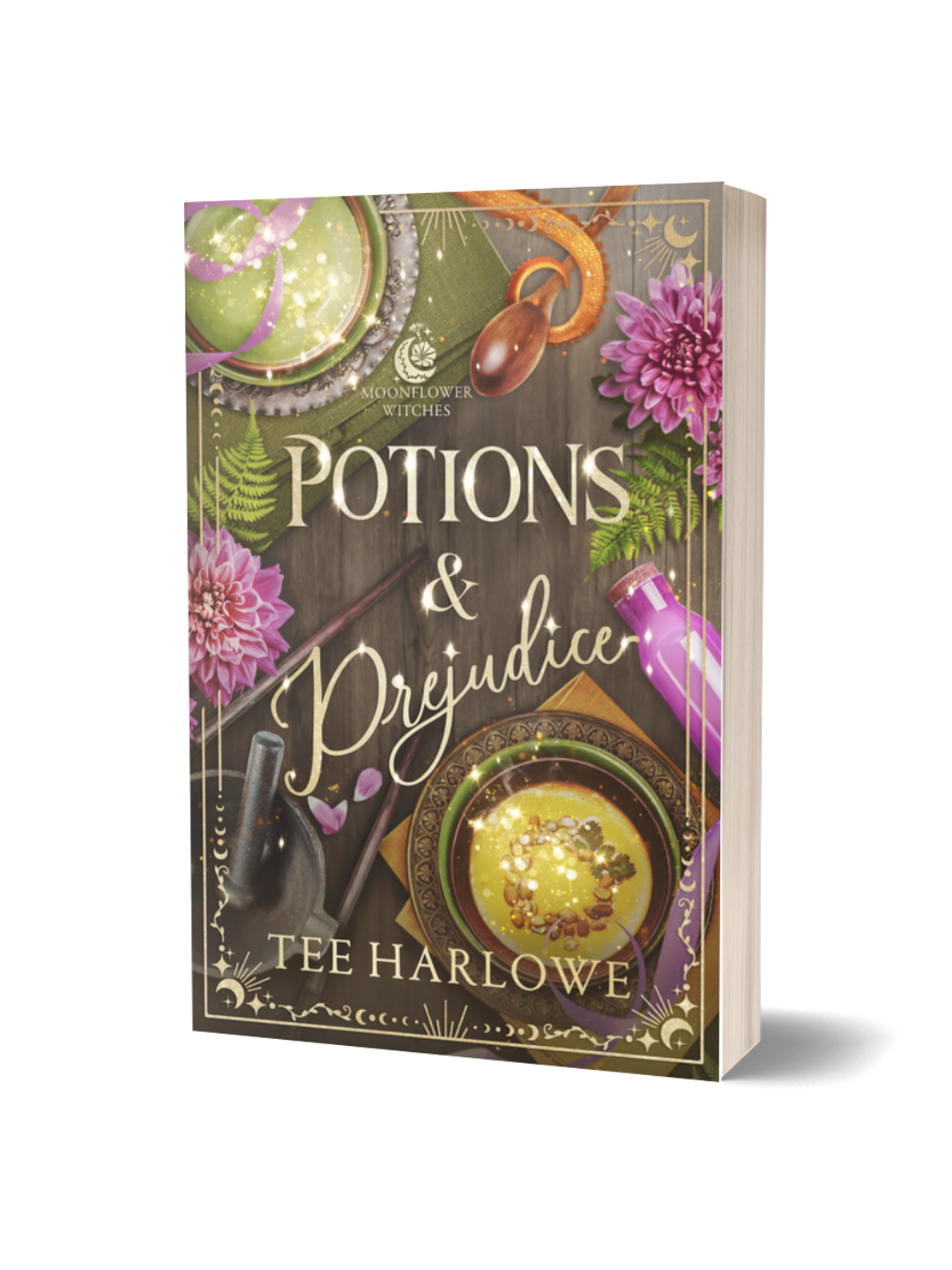 Book cover of 'Potions & Prejudice' by Rae Harae on a white background