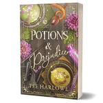 Book cover of 'Potions & Prejudice' by Rae Harae on a white background