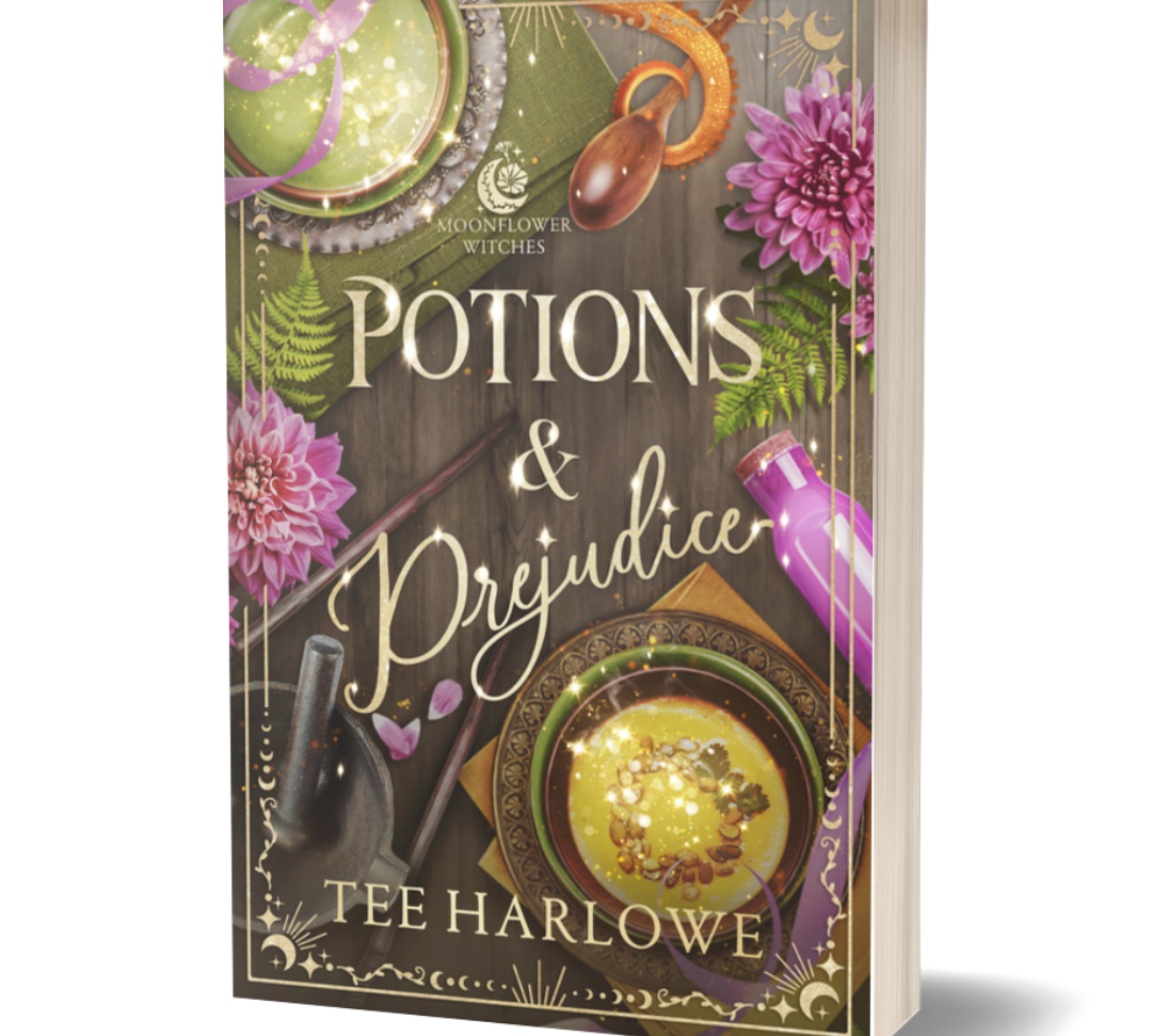Book cover of 'Potions & Prejudice' by Rae Harae on a white background