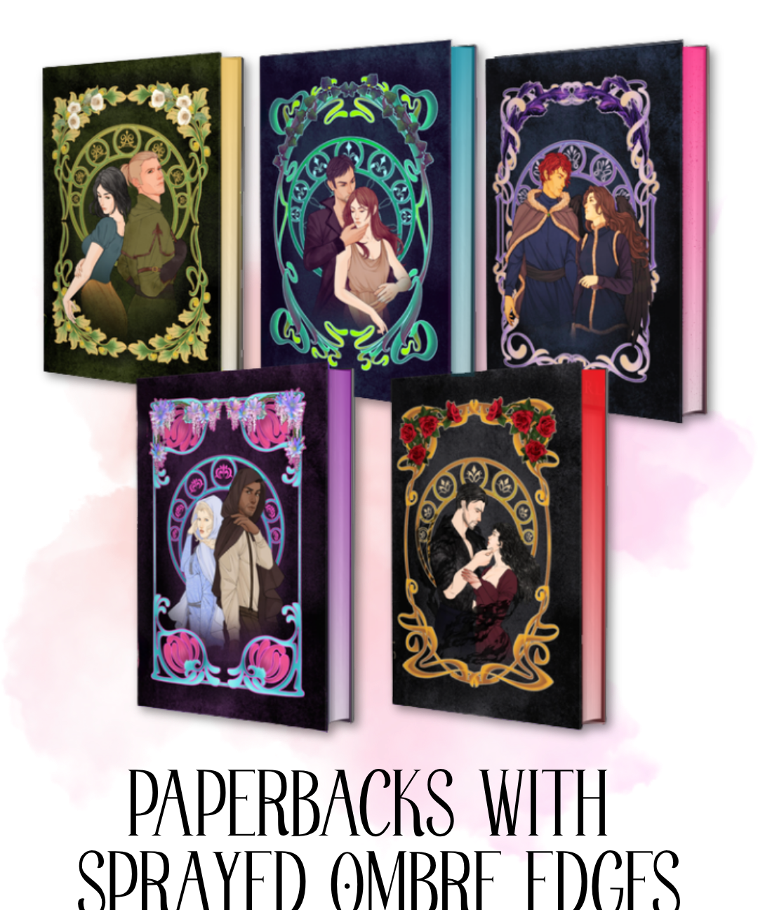 Set of six decorative boxes with artistic illustrations of couples on a white background