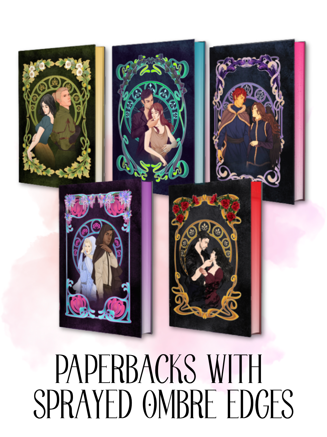 Set of six decorative boxes with artistic illustrations of couples on a white background
