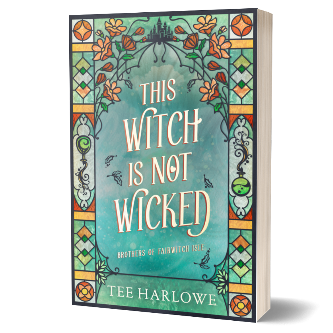 Book cover of 'This Witch is Not Wicked' by Tee Harlowe with decorative design elements.