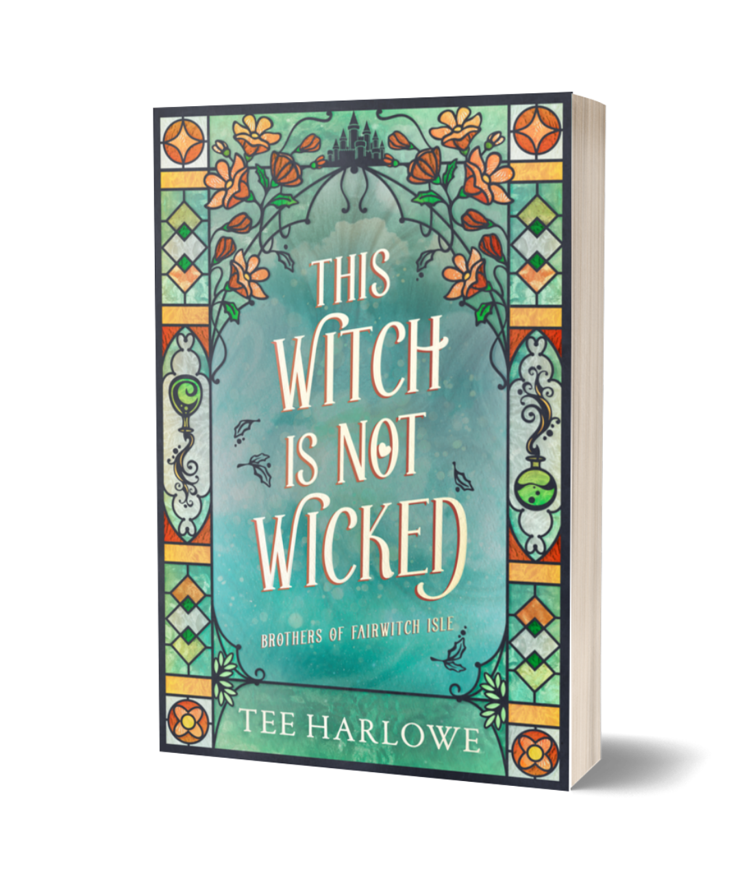 Book cover of 'This Witch is Not Wicked' by Tee Harlowe with decorative design elements.