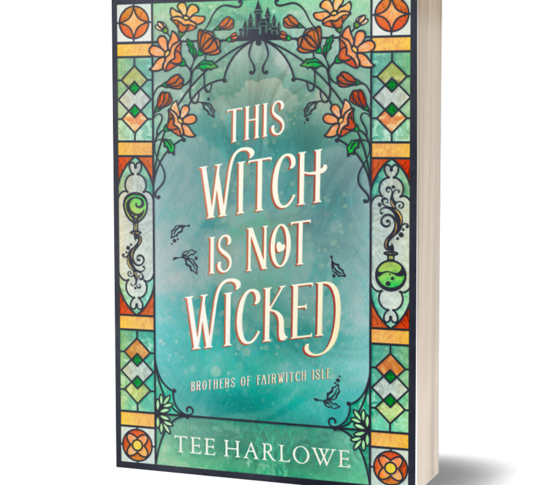 Book cover of 'This Witch is Not Wicked' by Tee Harlowe with decorative design elements.