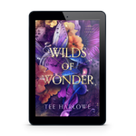 E-reader displaying the book cover of 'Wilds of Wonder' by Tee Harlowe on a white background