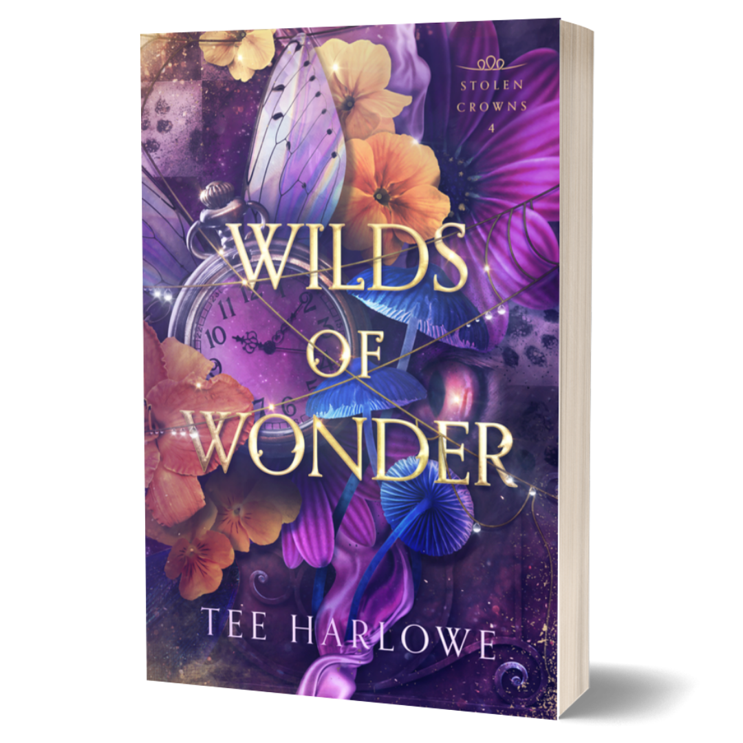 Book cover of 'Wils of Wonder' with floral and clock design on a white background