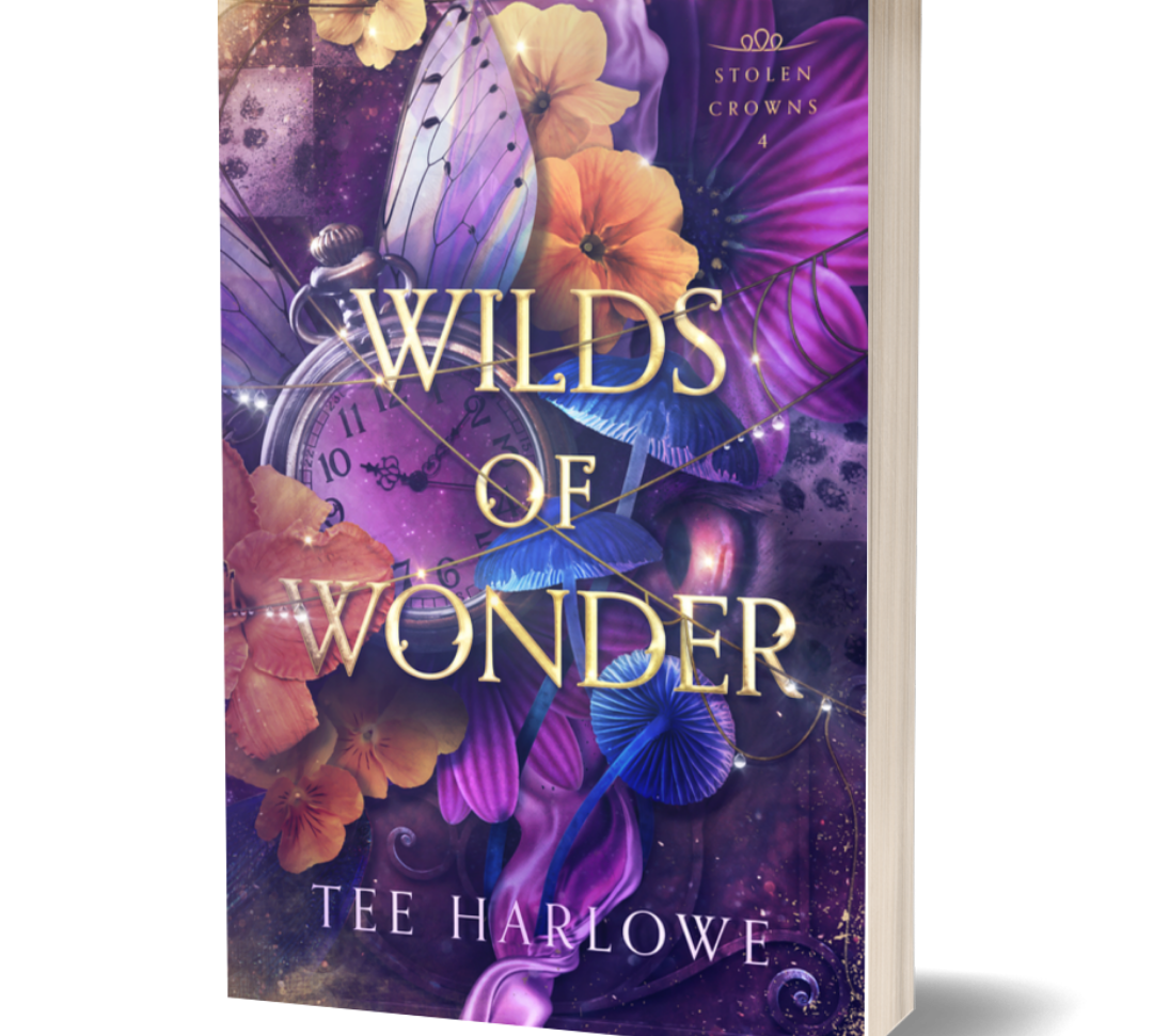 Book cover of 'Wils of Wonder' with floral and clock design on a white background