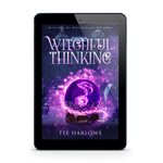 Ebook cover of 'Witchful Thinking' by Tee Harlowe on a tablet screen.