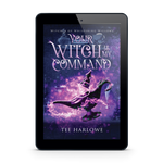 E-reader displaying the book cover 'Your Witch is My Command' by Tee Harlowe on a white background